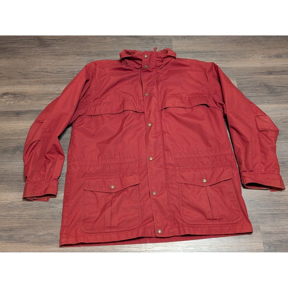 Vintage Eddie‎ Bauer Mens Red Cotton Blend Barn Field Jacket Wool Lined Large